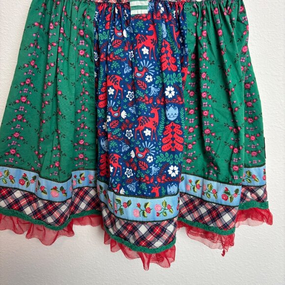 Matilda Jane Girls Holiday Pinnie Size 4 Red/Green/Blue Cotton Blend Adjustable - Picture 3 of 6